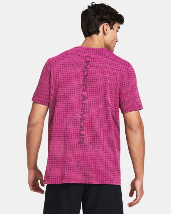 Men's UA Seamless Grid Short Sleeve, Pink, pdpMainDesktop image number 1